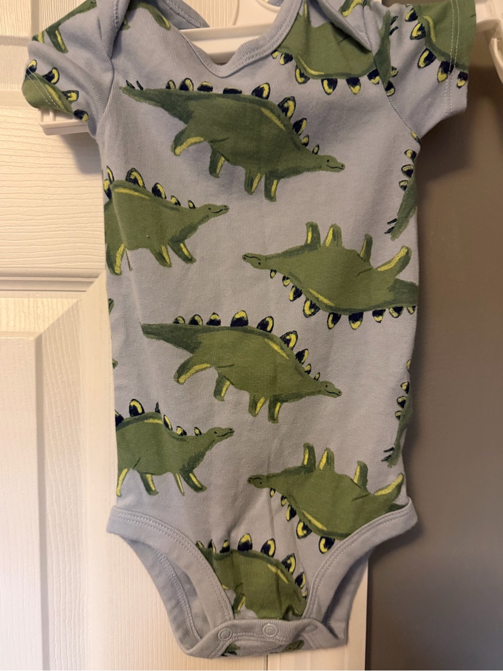 Carter's Light Blue Bodysuit with Green Dinosaur Print